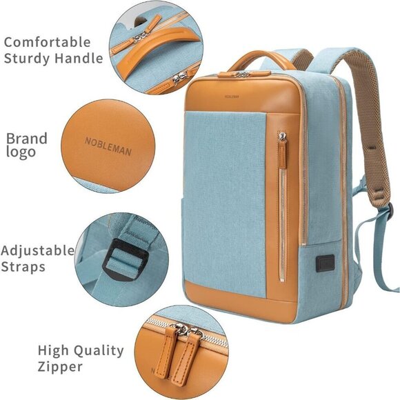 Men Blue Business Smart Backpack Waterproof Laptop Backpack Travel Durable bag - Picture 9 of 10